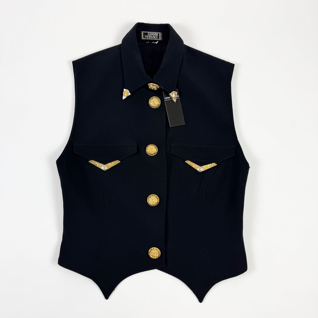 Versace Embellished Tailored Vest FW1992 by VERSACE in size S from TOPS category