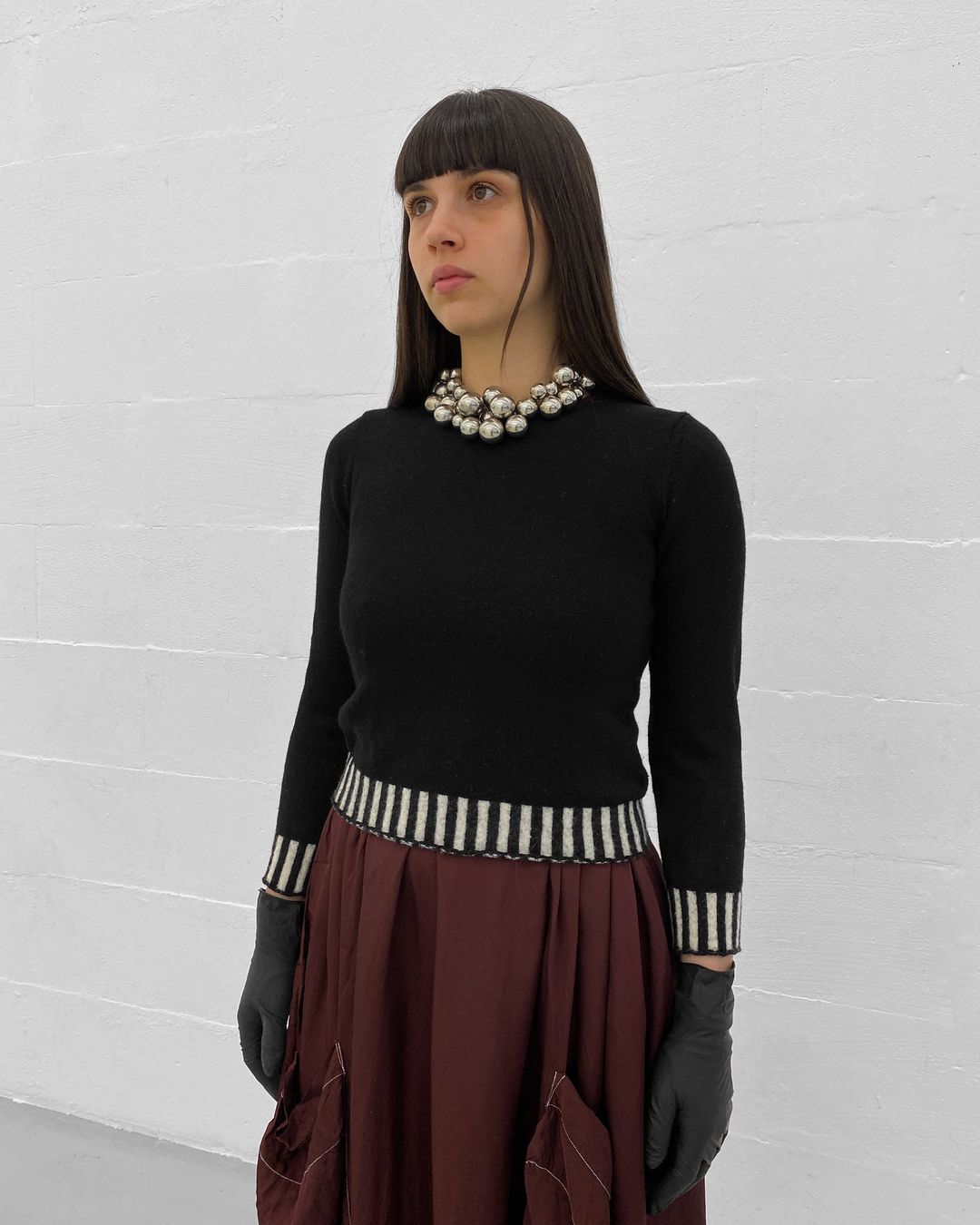 Comme des Garçons Black AW2008 Striped Hem Knit Sweater Black by COMME DES GARÇONS in size XS from KNITWEAR category