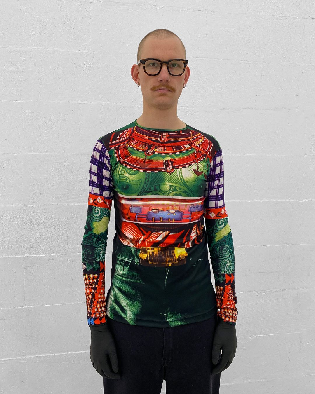 W.&L.T. Walter van Beirendonck SS1996 All Over Print Stretch Longsleeve T-Shirt Multicolor by W.&L.T. Walter van Beirendonck in size L from TOPS category