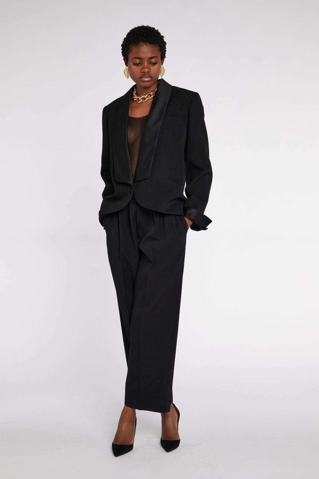 Saint Laurent Rive Gauche Le Smoking Suit S/S 1984 by YVES SAINT LAURENT in size FR 40 from SUITS category