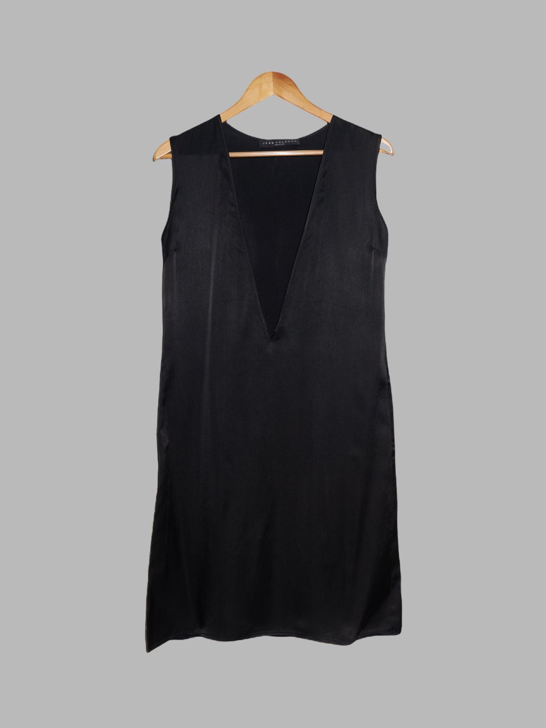 Jean Colonna black polyester satin extremely deep v neck sleeveless dress - 38 by Jean Colonna in size IT 38 from DRESSES category