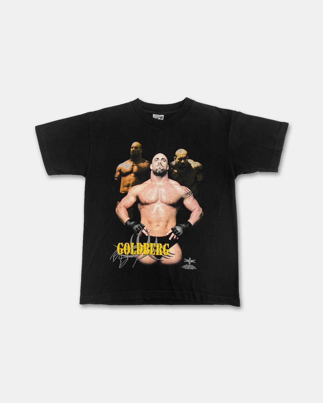 Vintage 1998 Wrestling Goldberg T-Shirt Black by Vintage in size S from TOPS category