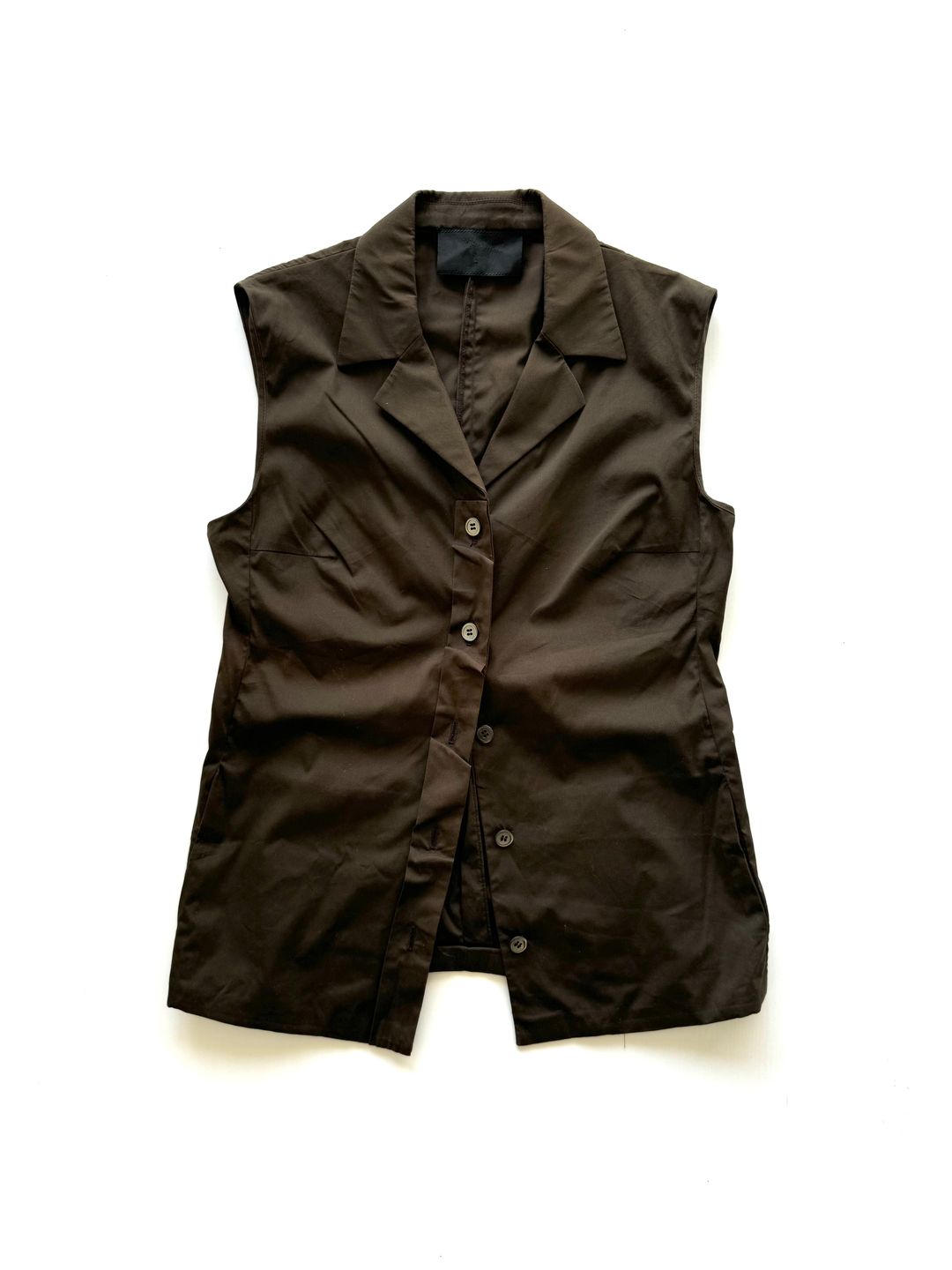 Prada 90s brown sleeveless shirt by PRADA in size IT 44 from SHIRTS category