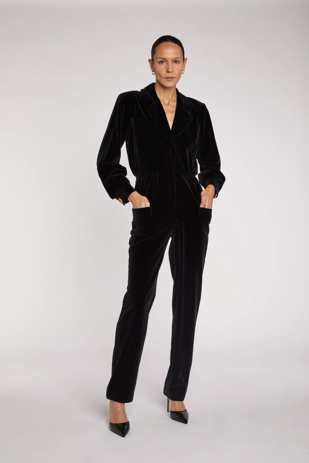 Saint Laurent Velvet Jumpsuit A/W 1985 by YVES SAINT LAURENT in size FR 34 from JUMPSUITS & PLAYSUITS category