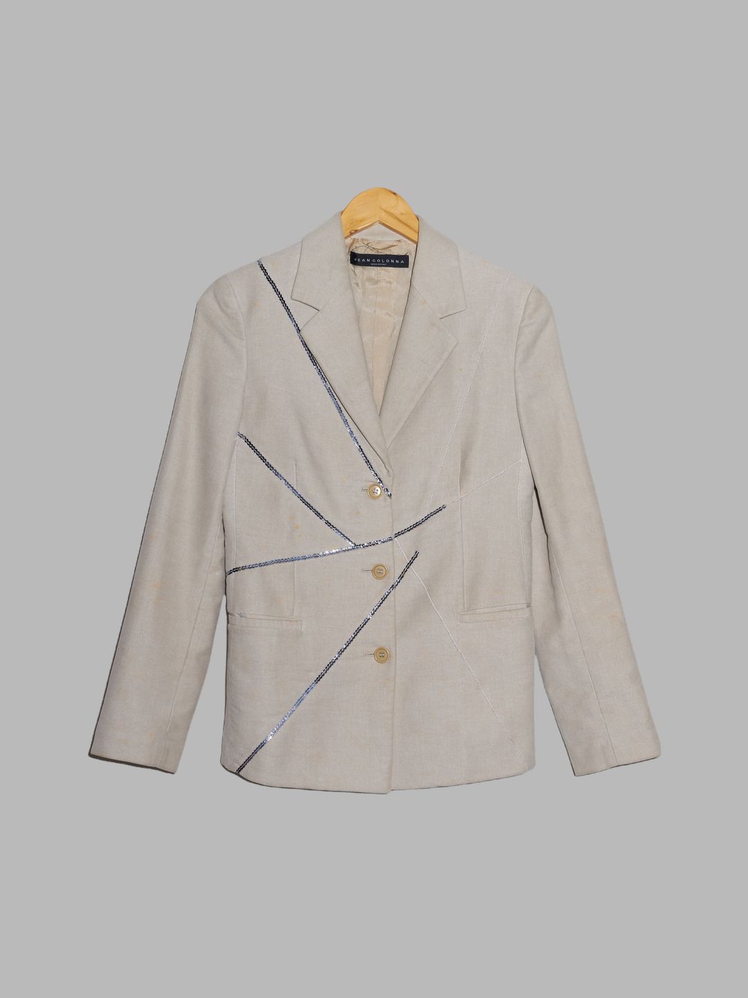 Jean Colonna beige moleskin blazer with embroidered sequins - size 38 by Jean Colonna in size IT 38 from COATS & JACKETS category