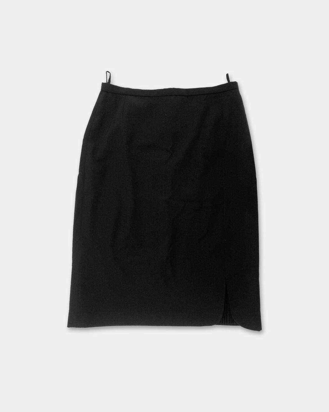 Trevira 1970s Pleated Slit Wool Skirt Black by Trevira in size M from SKIRTS category
