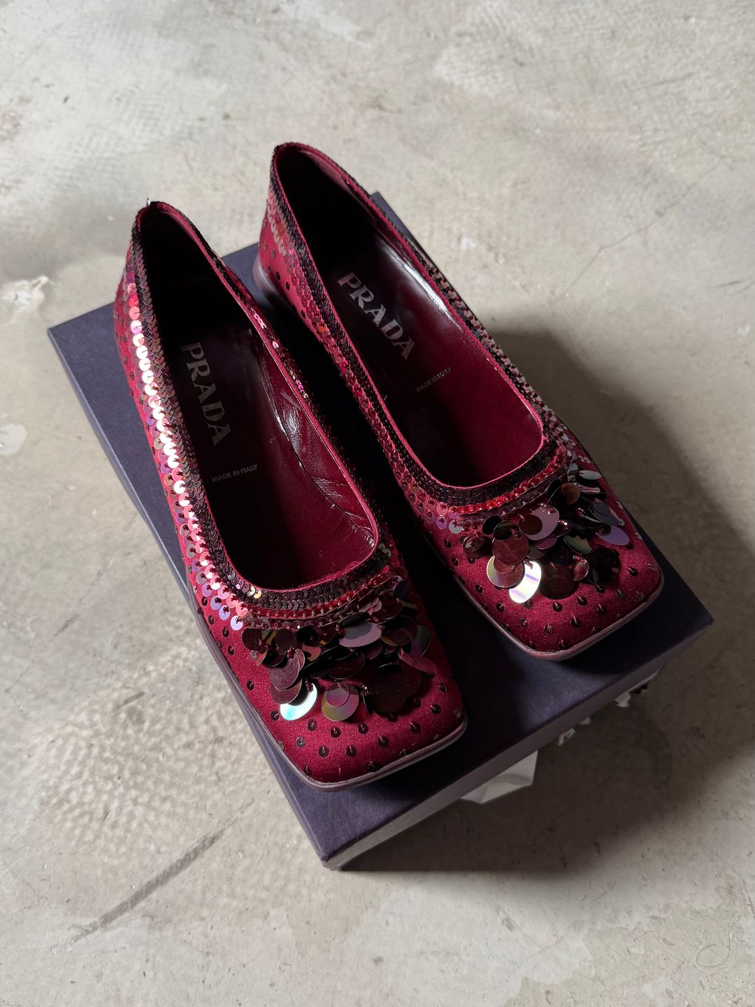 Prada Sequined Satin Flats by PRADA in size EU 39 from SHOES category