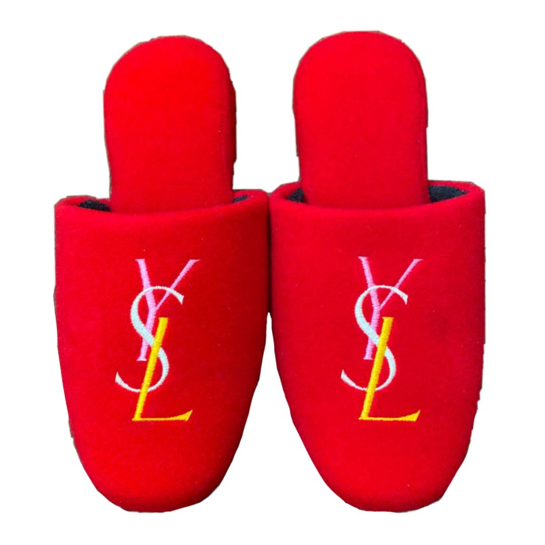 Yves Saint Laurent Red Logo House Slippers by YVES SAINT LAURENT in size ONE SIZE from SHOES category