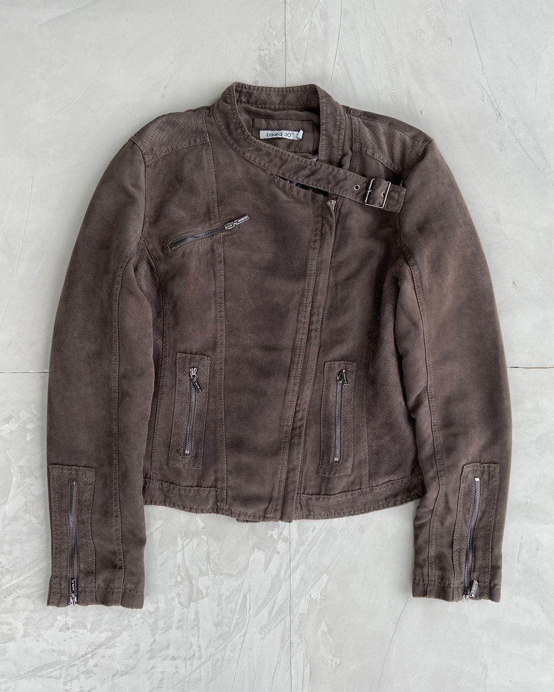 FAUX SUEDE WRAP BUCKLE JACKET - M/L by undefined in size M from COATS & JACKETS category