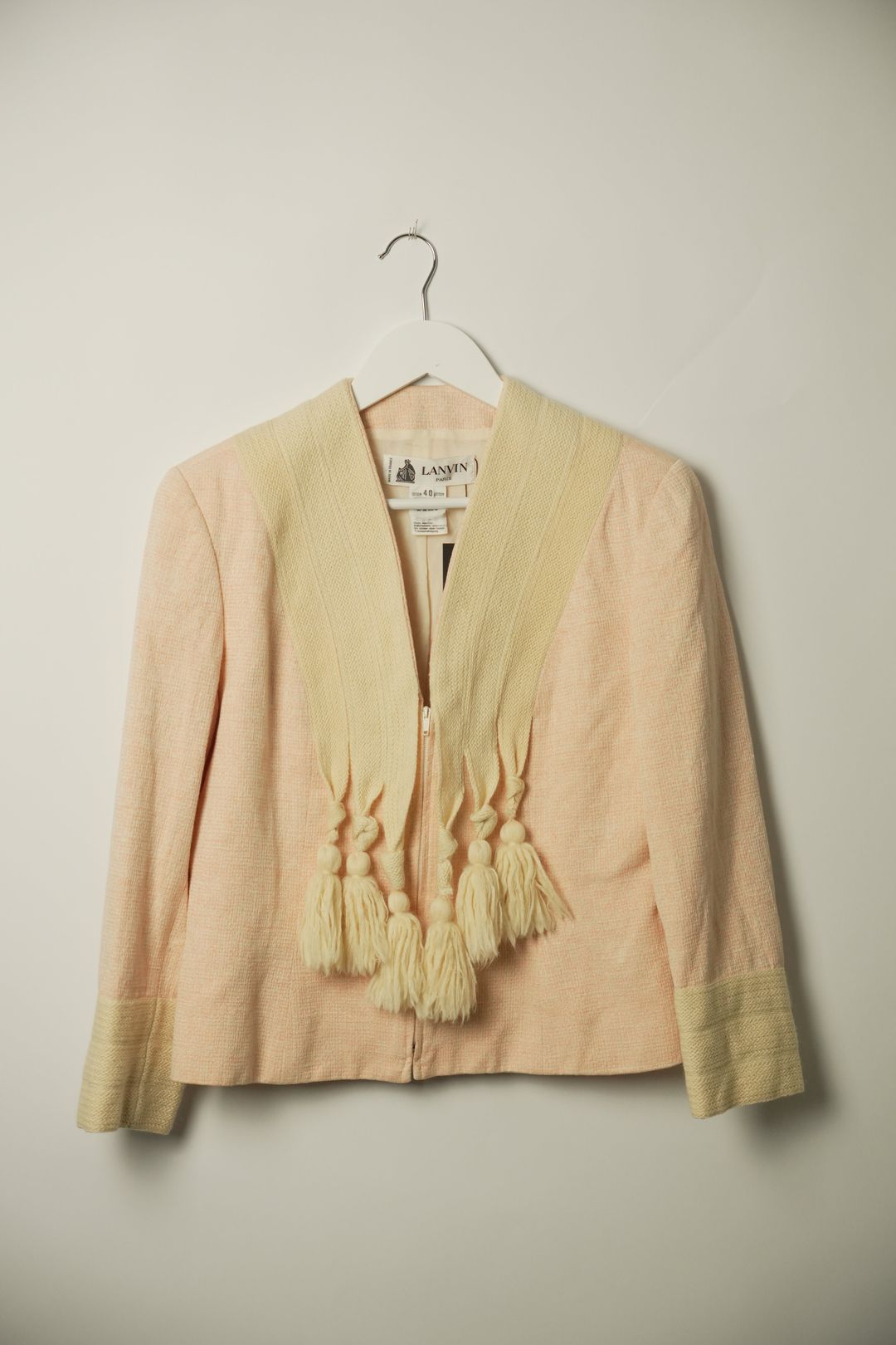 Lanvin Pink Gold Fringe Shawl Collar Blazer by LANVIN in size AU/UK 10 from COATS & JACKETS category