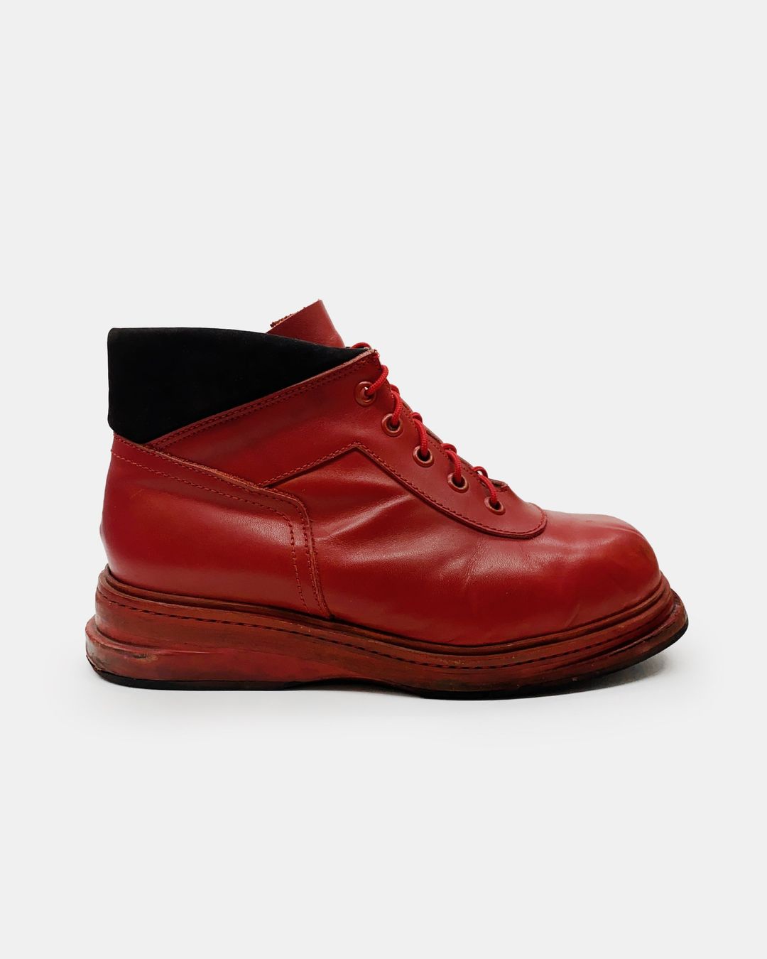 Dirk Bikkembergs 1990s Square Toe Boots Red by DIRK BIKKEMBERGS in size ONE SIZE from Footwear category