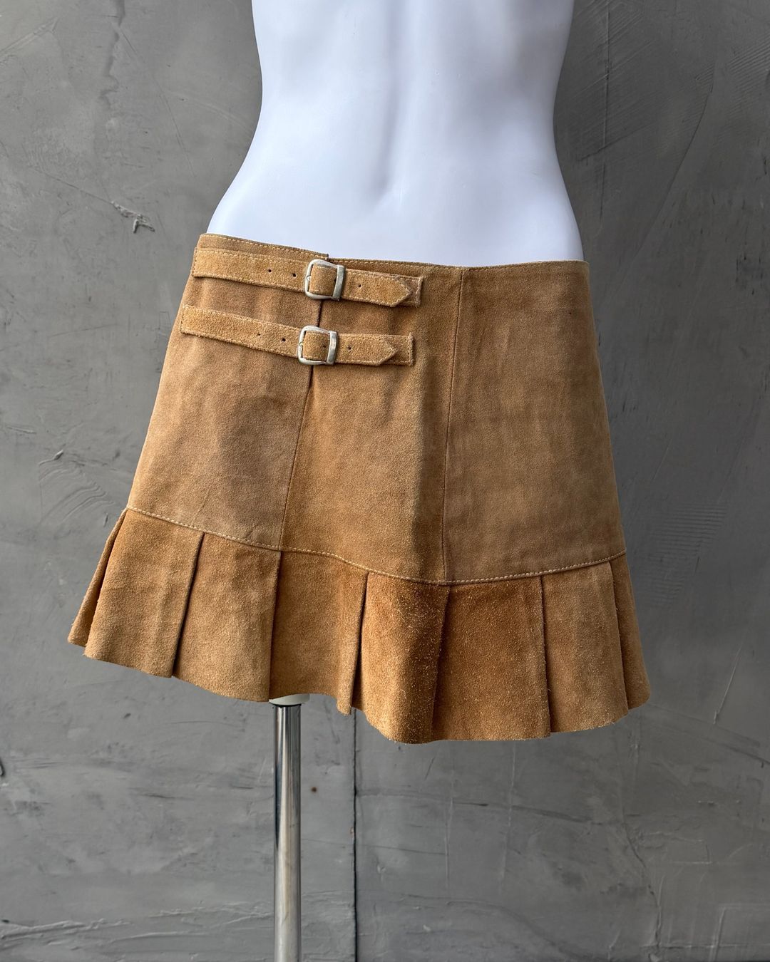 Leather Belted Mini Skirt – M by undefined in size M from SKIRTS category