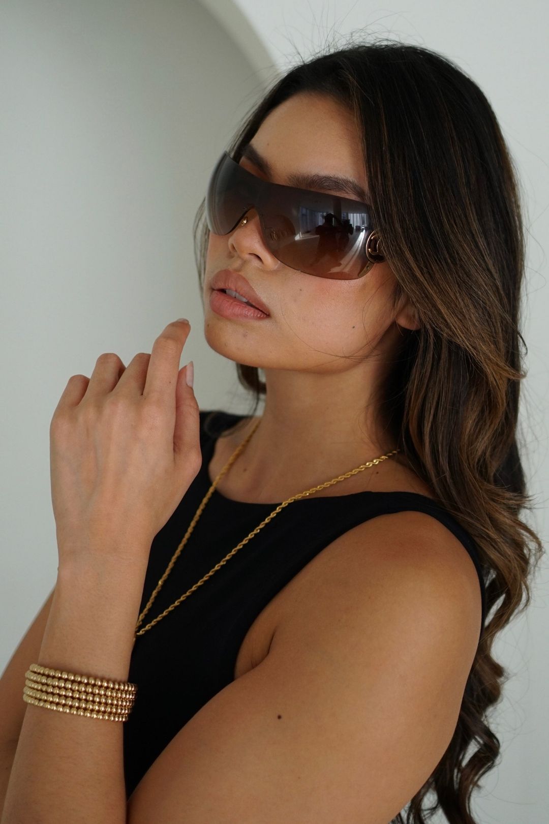 Givenchy Gold Plated Multi Layered Snake Bead w logo Bangle by GIVENCHY in size ONE SIZE from JEWELLERY & WATCHES category