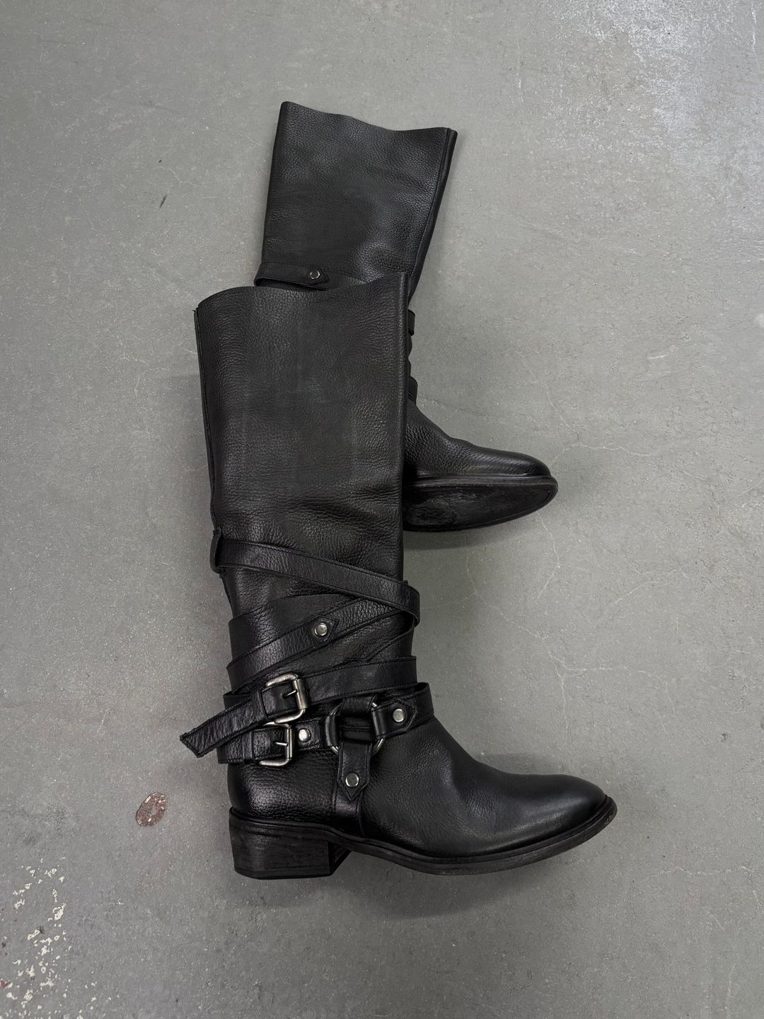 BONDAGE BUCKLE LEATHER BOOTS by MEIWAI LIMITED in size EU 38 from SHOES category