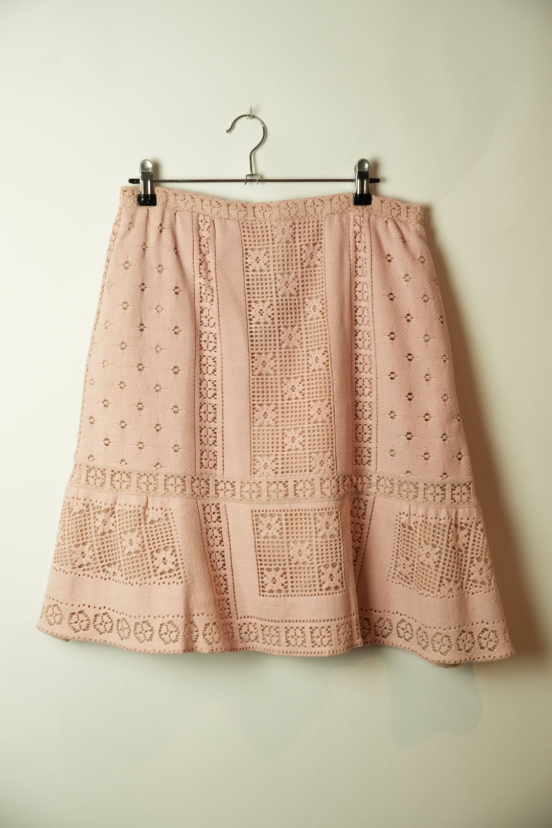 Valentino Pink Knit Crochet Peplum Skirt by VALENTINO in size M from SKIRTS category