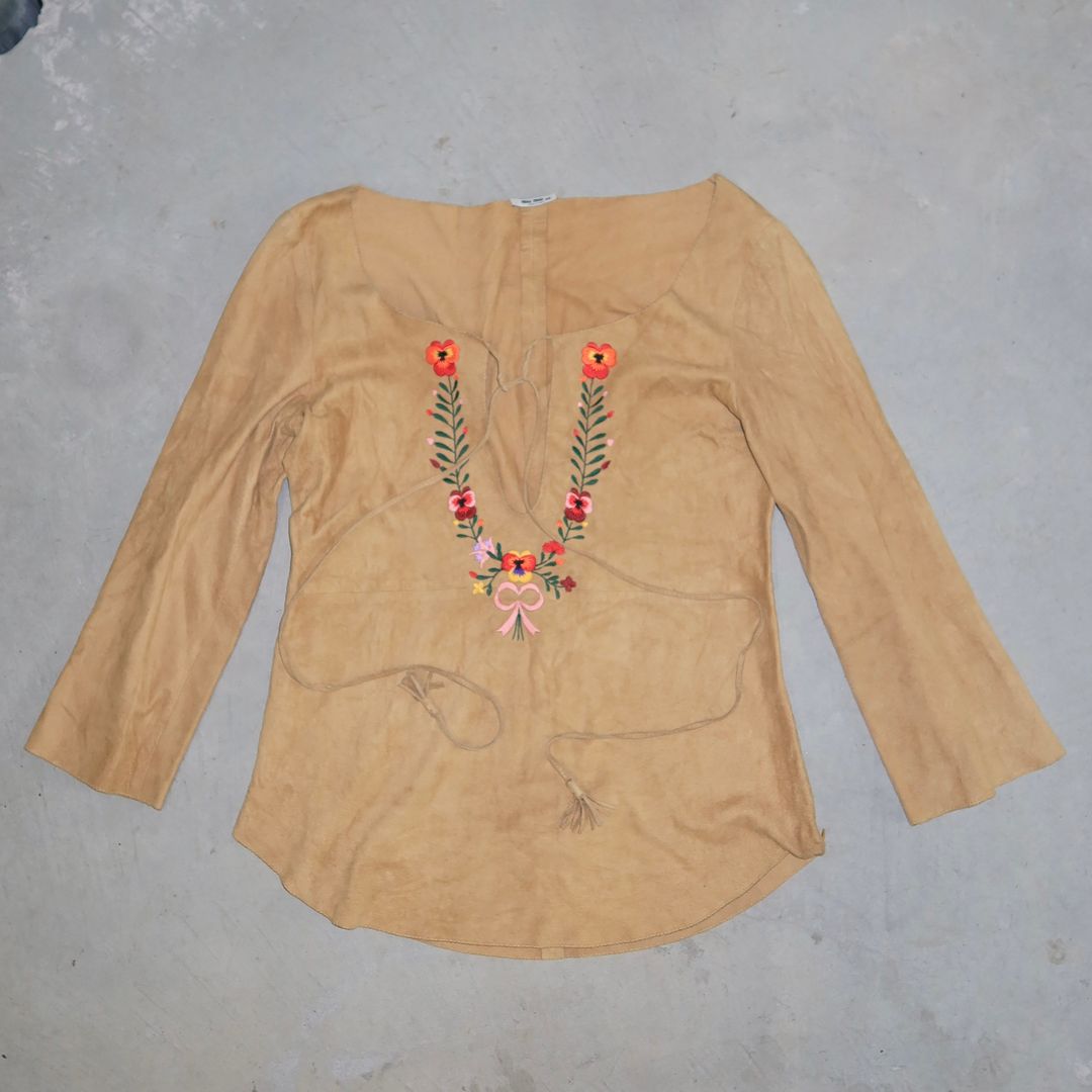 Miu Miu Rare Suede Embroidered Top by MIU MIU in size AU/UK 12 from TOPS category