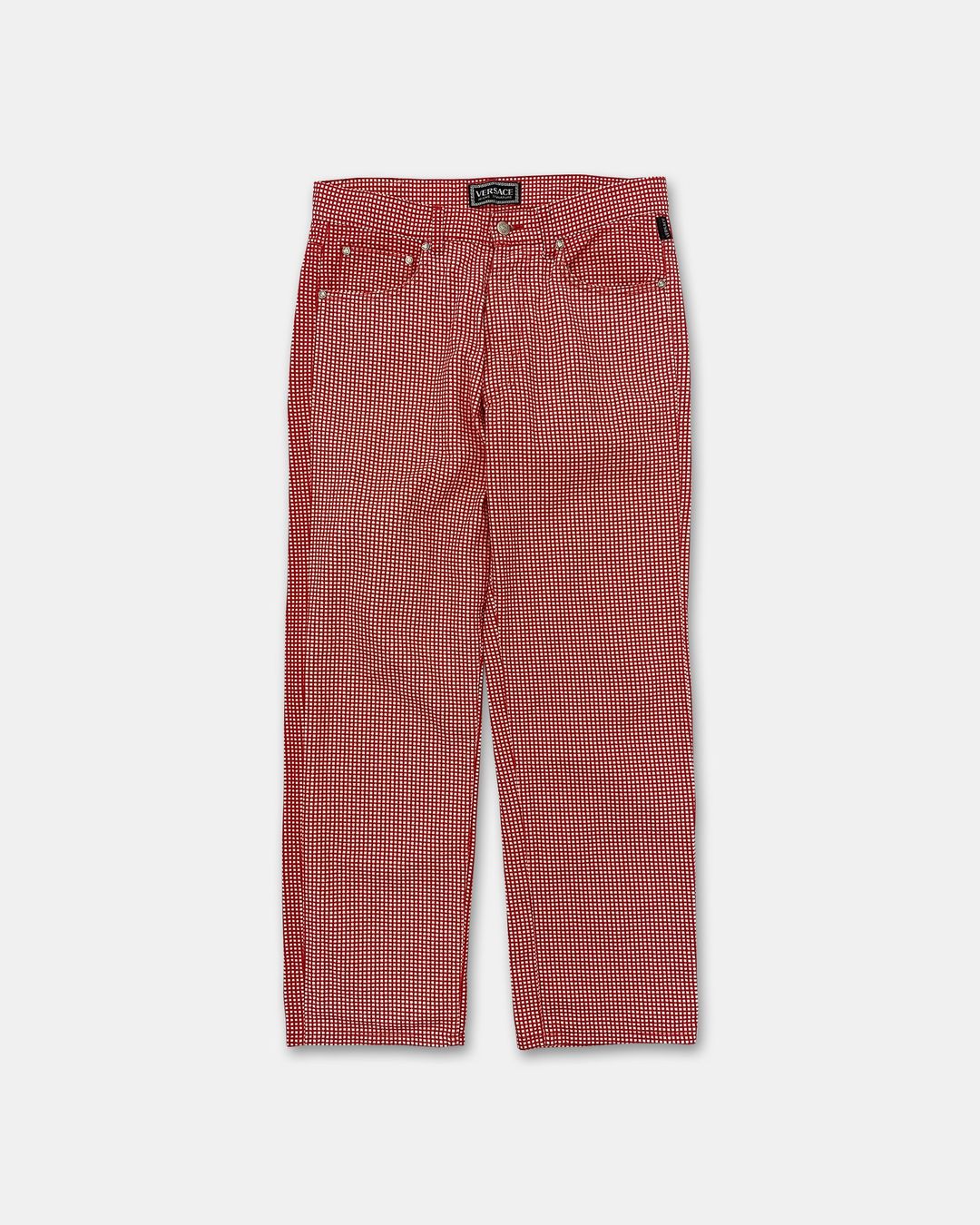 Versace Jeans Siganture 1990s Checkered Pattern Denim Red by VERSACE in size M from DENIM category