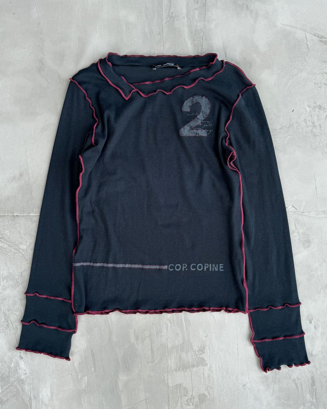 COP COPINE CONTRAST HEM LONG SLEEVE TOP - S by Cop Copine in size S from TOPS category