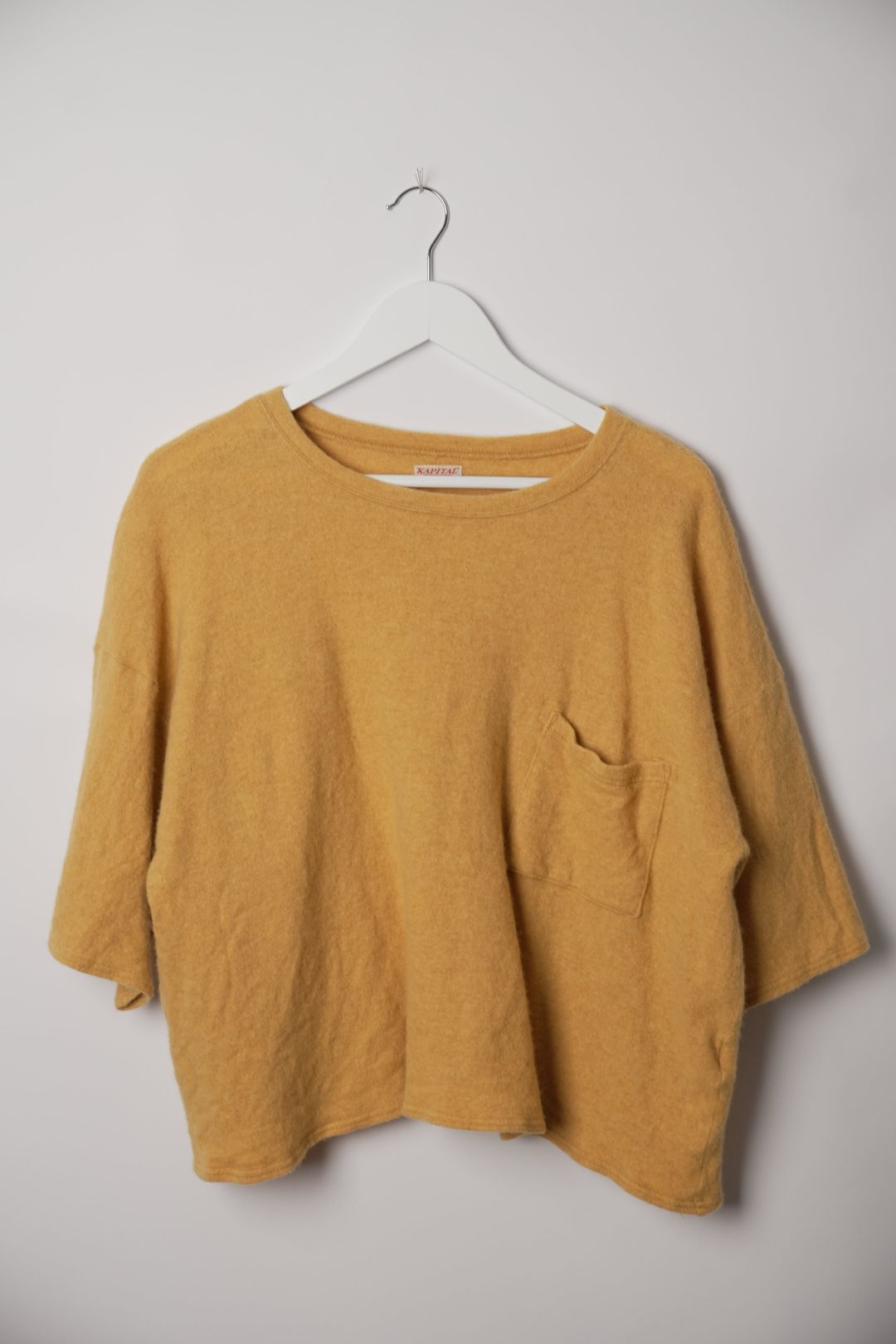 Kapital Mustard Short Sleeve Pocket Knit by KAPITAL in size S from KNITWEAR category