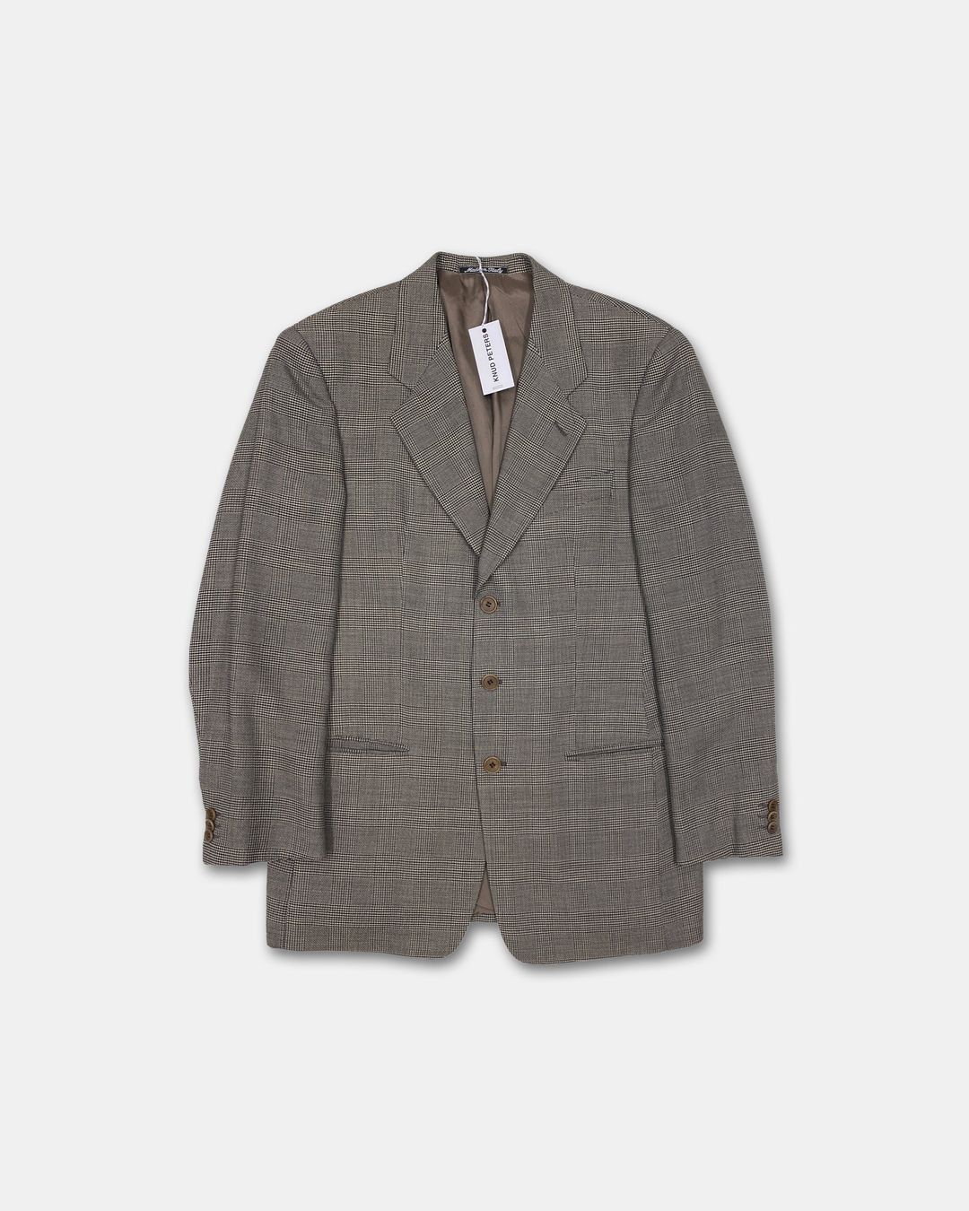Giorgio Armani Le Collezioni 1990s Glen Checkered Blazer Jacket Grey Beige by GIORGIO ARMANI in size M from COATS & JACKETS category