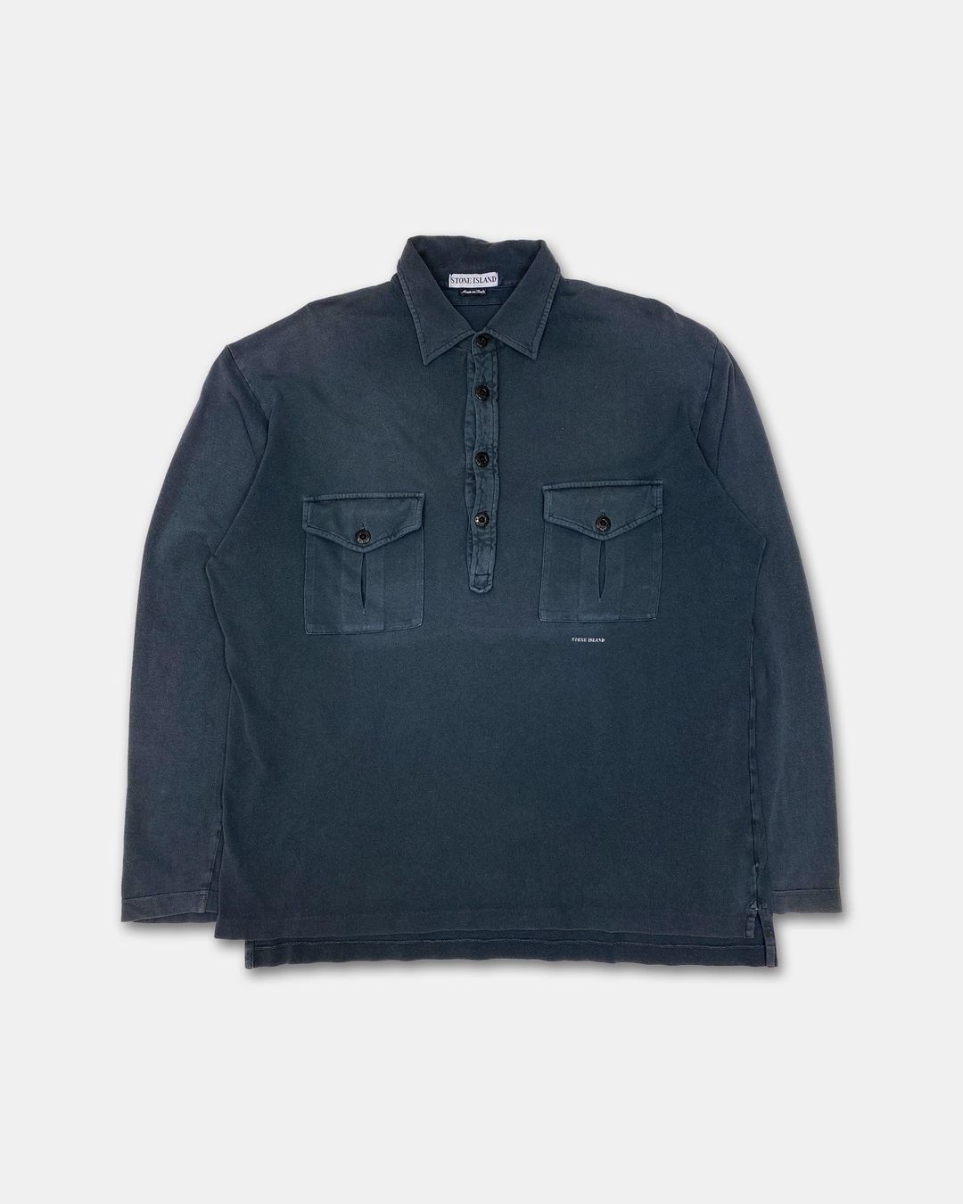Stone Island SS1998 Chest Pocket Longsleeve Polo Shirt Navy by STONE ISLAND in size XXL from SHIRTS category