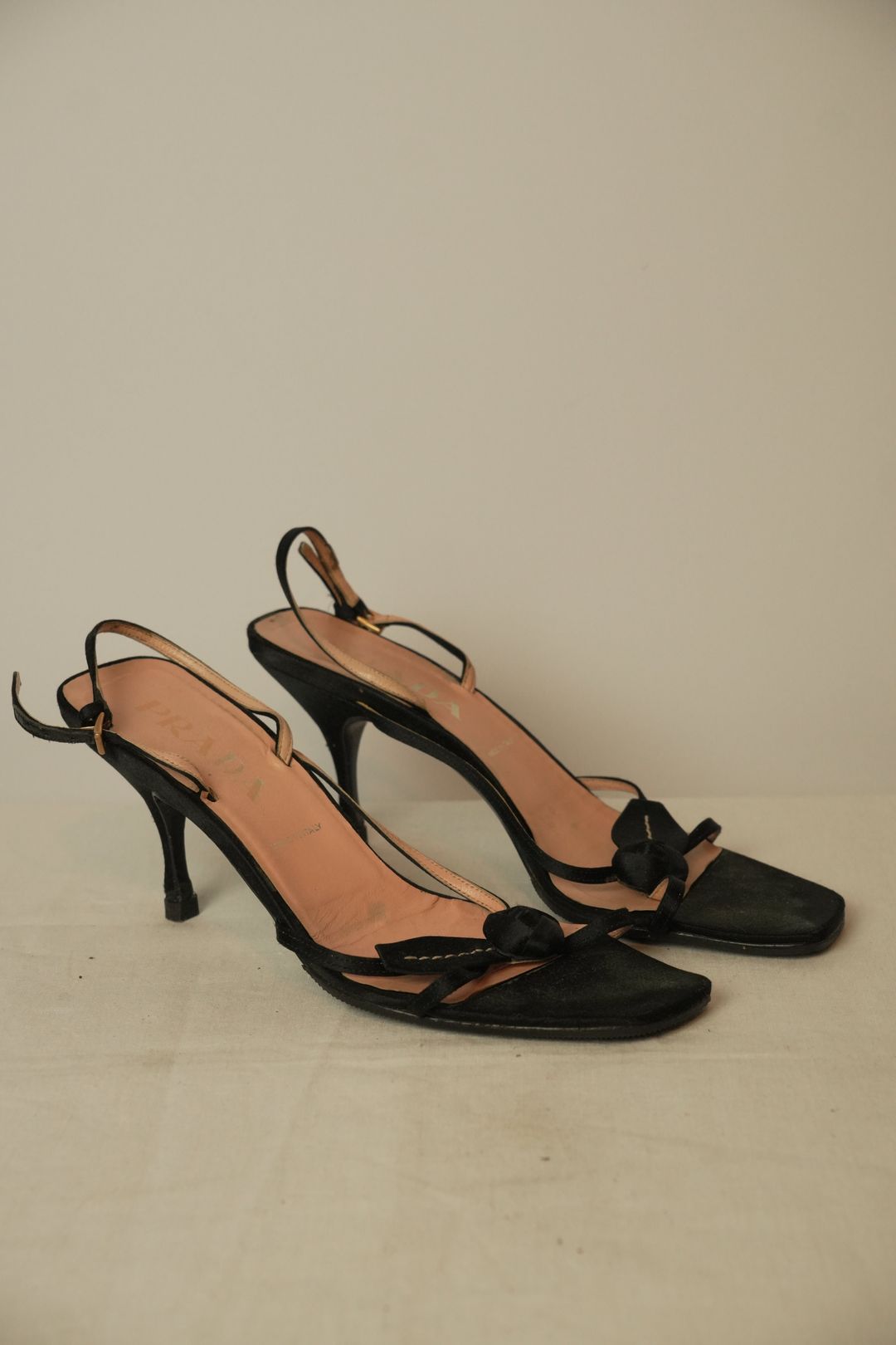 Prada Satin Leaf Flower Strap Back Pumps by PRADA in size ONE SIZE from SHOES category