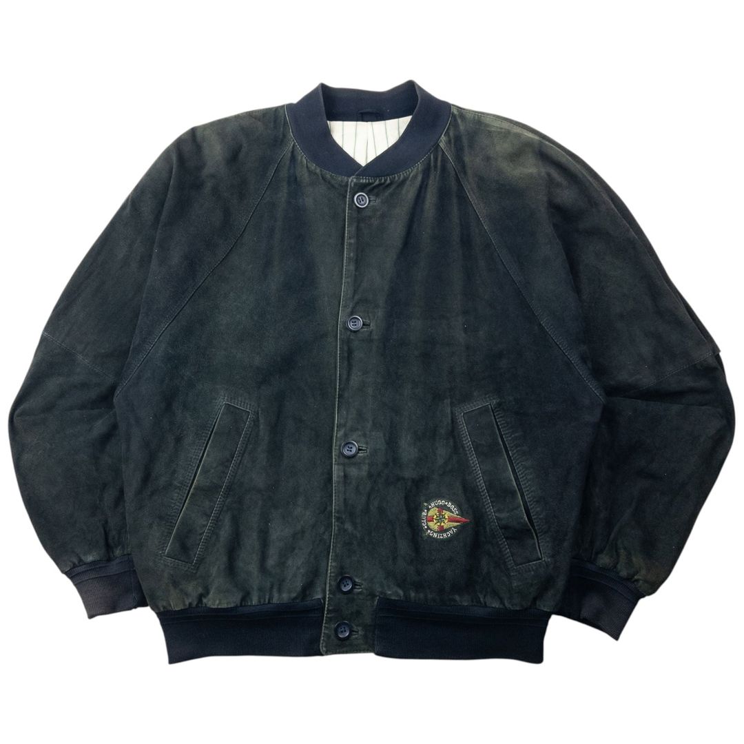 Vintage 90s Hugo Boss Button Up Suede Bomber Jacket Size XL by HUGO BOSS in size XL from COATS & JACKETS category
