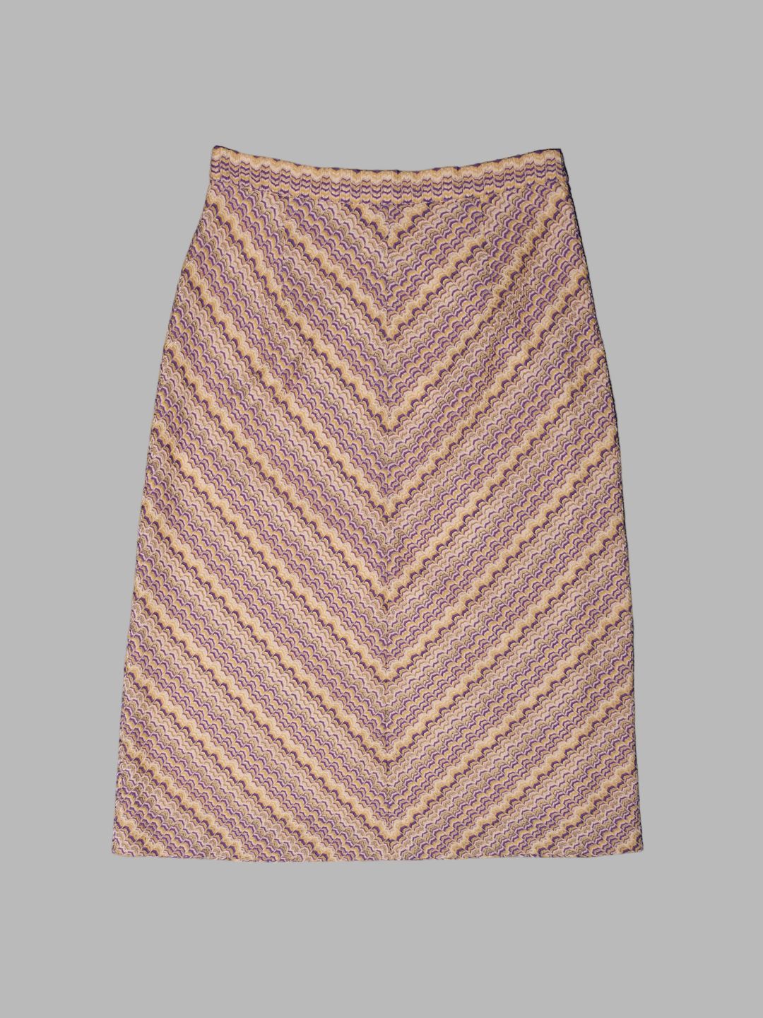 A/T Atsuro Tayama gold and purple herringbone pattern knee length skirt by Atsuro Tayama in size ONE SIZE from SKIRTS category