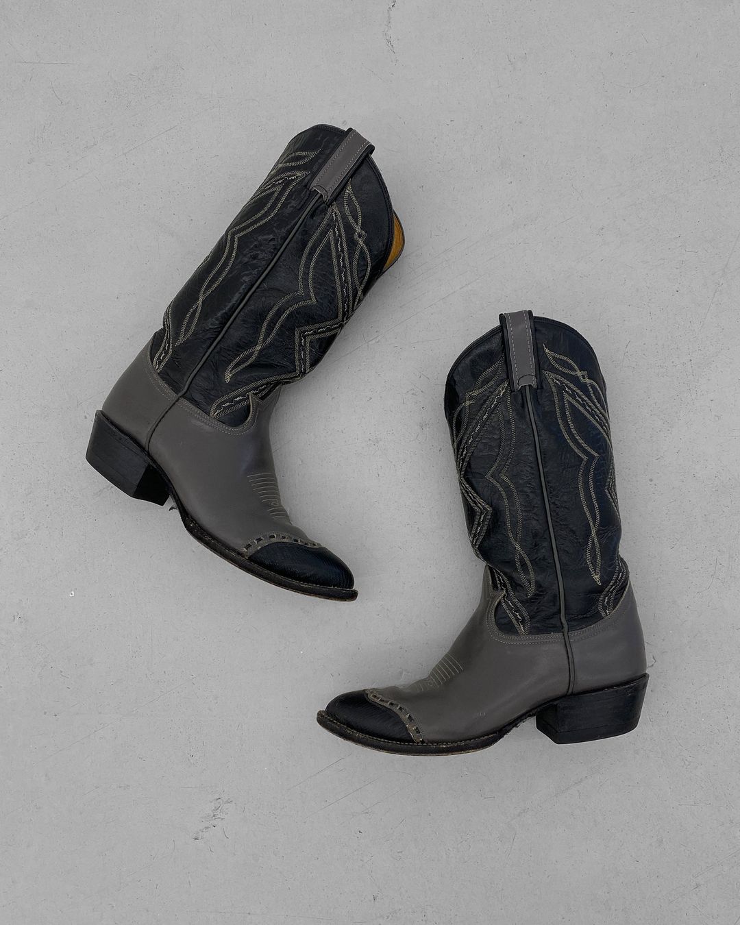 Tony Lama 1990s Two Tone Cowboy Boots Grey Black by Tony Lama in size EU 41 from SHOES category
