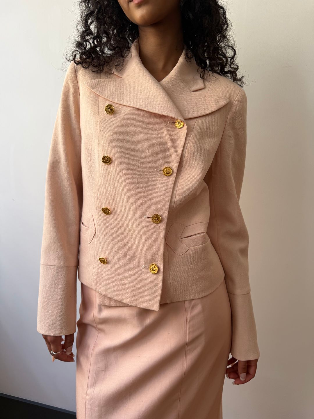Christian Lacroix vintage double-breasted pastel pink blazer by CHRISTIAN LACROIX in size S from COATS & JACKETS category