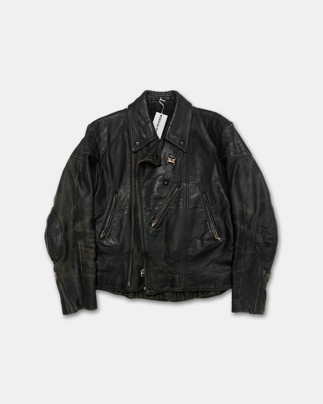 Erdmann-Lederbekleidung 1970s Trashed Leather Jacket Black by Erdmann-Lederbekleidung in size L from COATS & JACKETS category