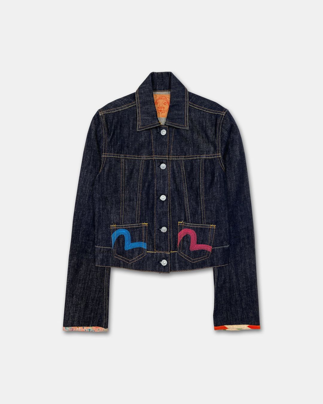 Evisu 2000s Cropped Raw Denim Jacket Dark Blue by EVISU in size S from COATS & JACKETS category