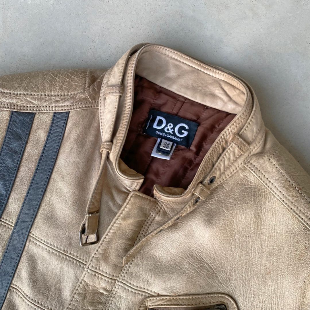 Dolce & Gabbana AW05 Biker Leather Jacket by DOLCE & GABBANA in size M from COATS & JACKETS category