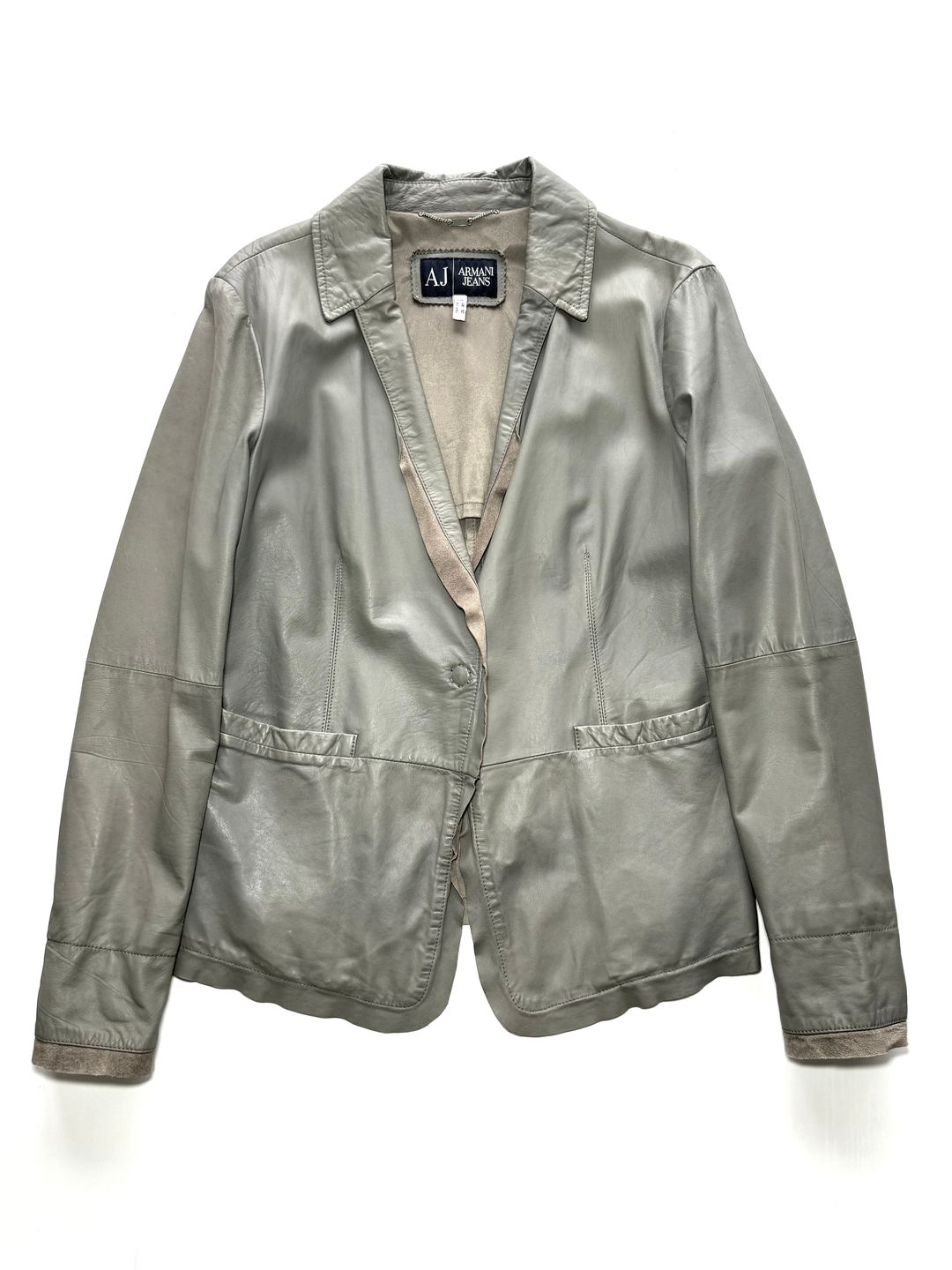 Armani Jeans grey leather blazer by EMPORIO ARMANI in size L from COATS & JACKETS category
