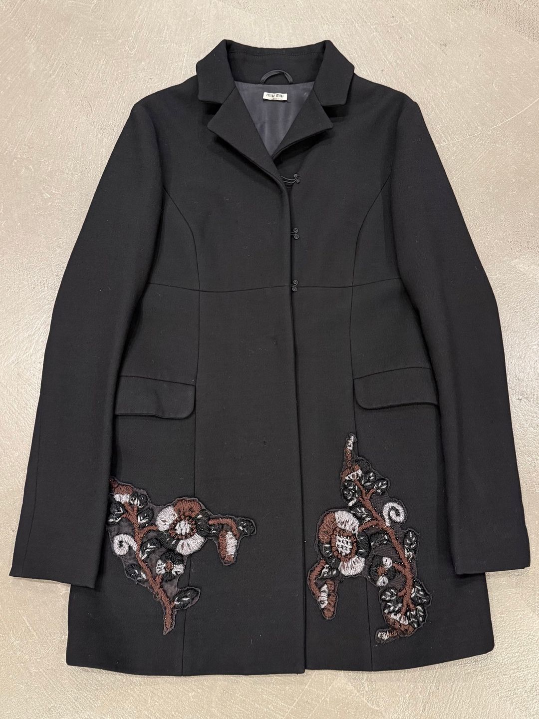 2000s Miu Miu embroidered wool coat by MIU MIU in size EU 44 from COATS & JACKETS category