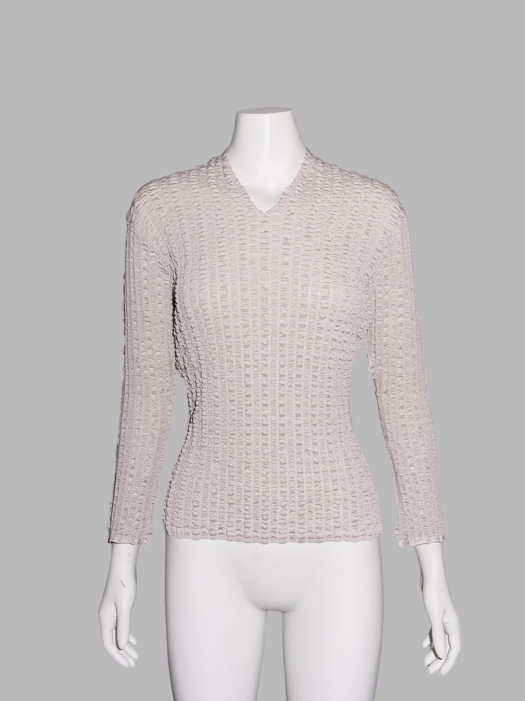 Wrinqle Inoue Pleats greige wrinkled polyester long sleeve top by Wrinqle in size M from TOPS category