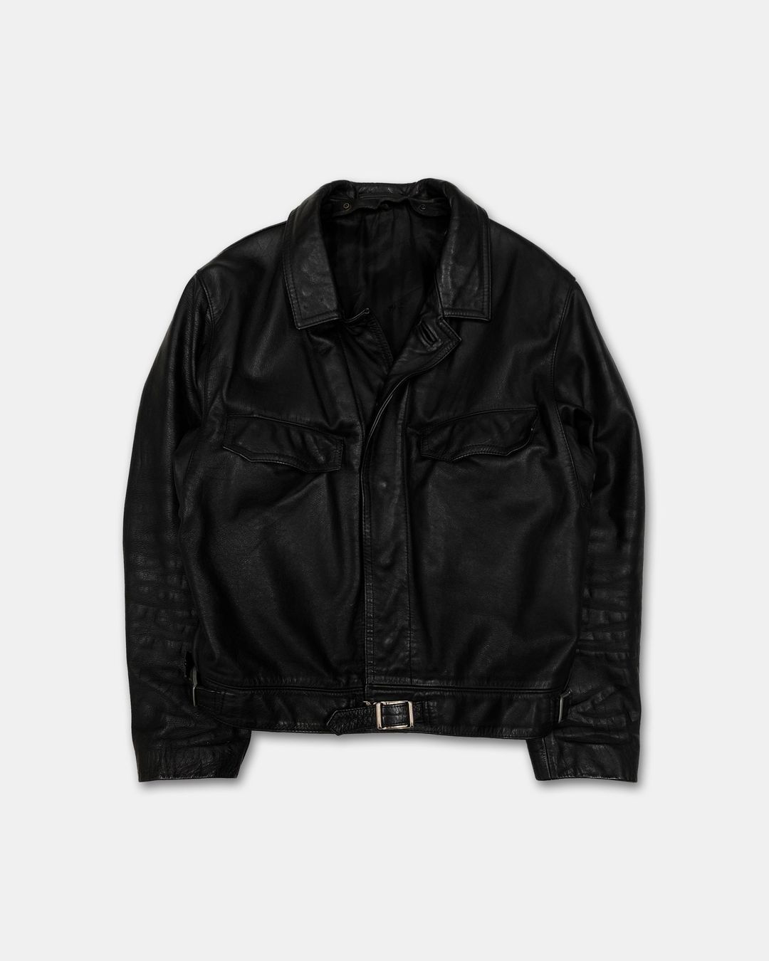 Leder Roth 1995 Riri Zip Flap Chest Pocket Leather Jacket Black by Leder Roth in size L from COATS & JACKETS category