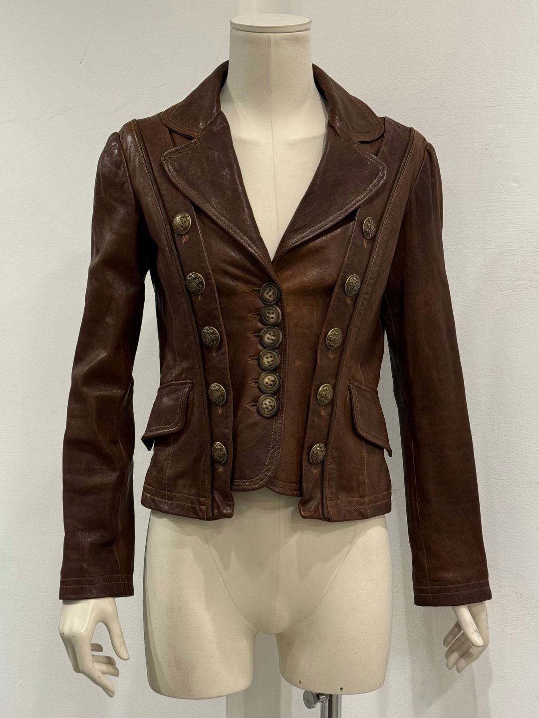 A/W2006 Dolce & Gabbana napoleon leather jacket by DOLCE & GABBANA in size M from COATS & JACKETS category