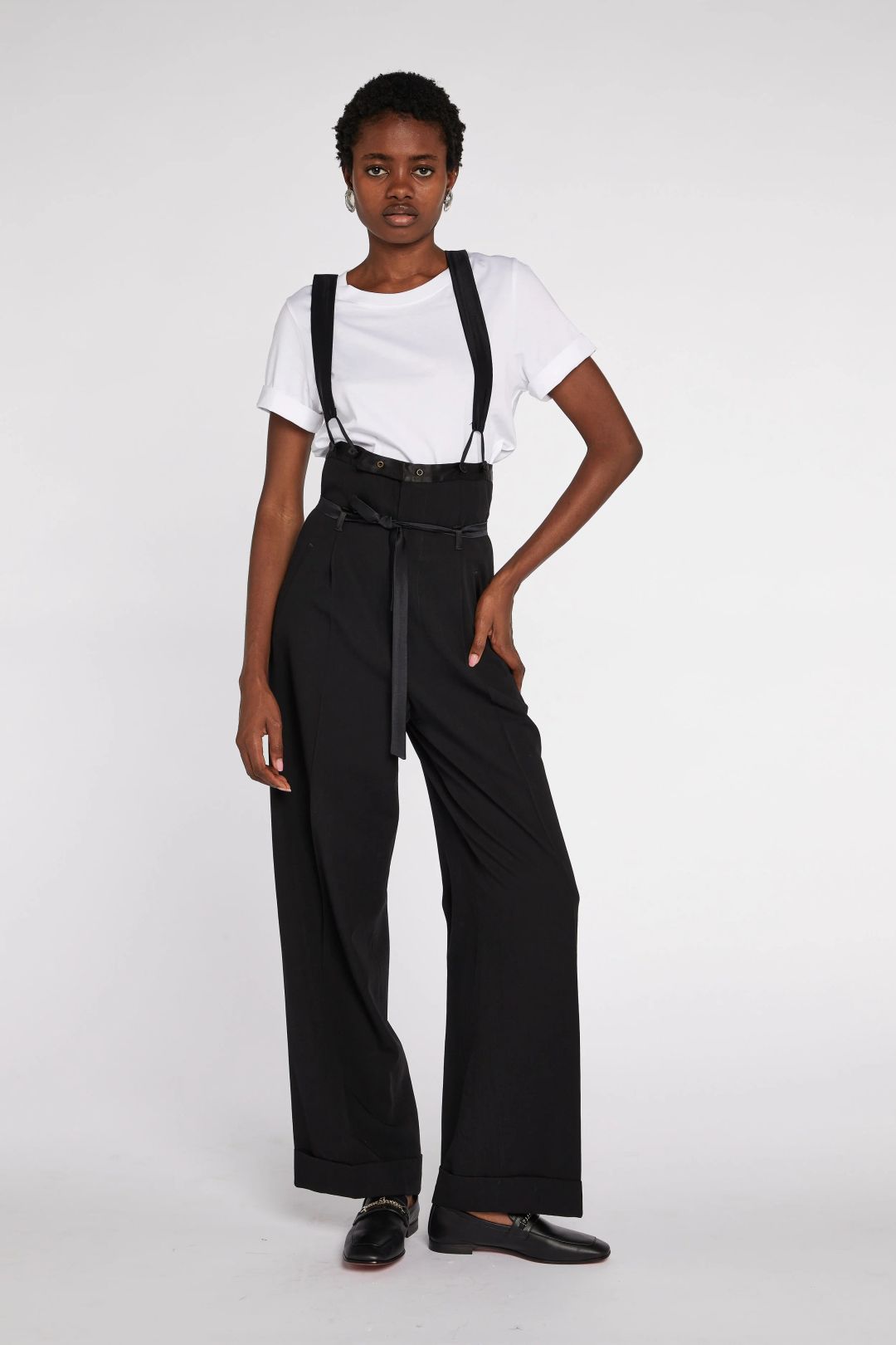 Jean Paul Gaultier Tuxedo Trousers with Satin Suspenders 00s by JEAN PAUL GAULTIER in size ONE SIZE from TROUSERS category
