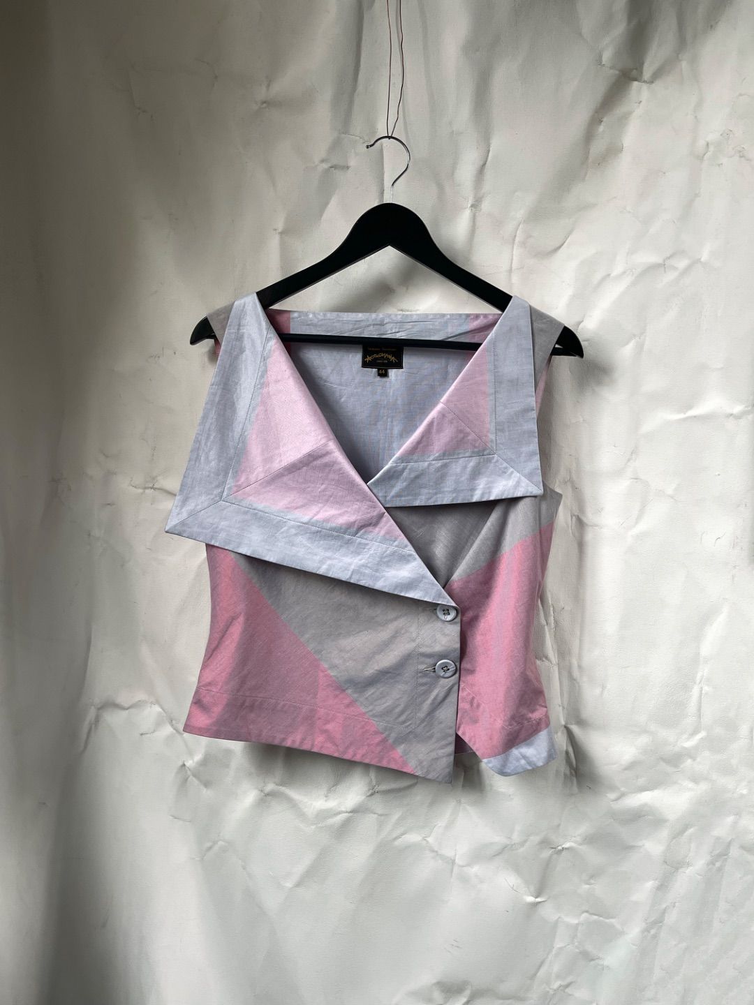 2000s Vivienne Westwood Anglomania asymmetrical sleeveless top in pink and grey by VIVIENNE WESTWOOD in size IT 44 from TOPS category