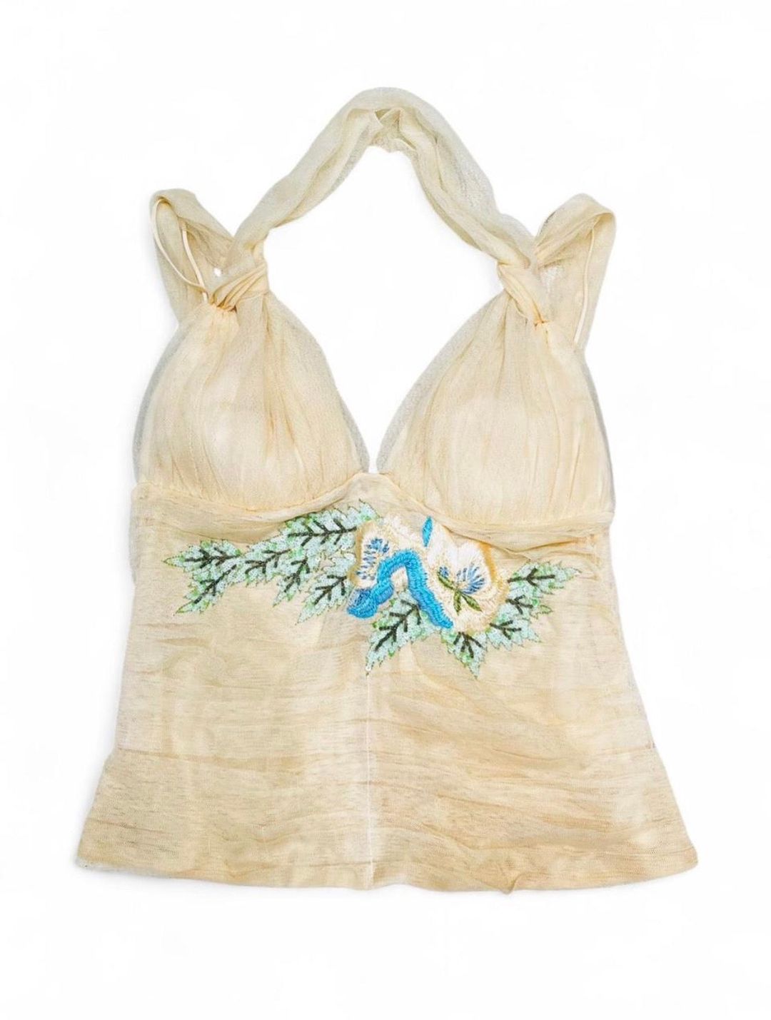 LA PERLA Embroidered Tulle Halter Top by LA PERLA in size IT 46 from TOPS category