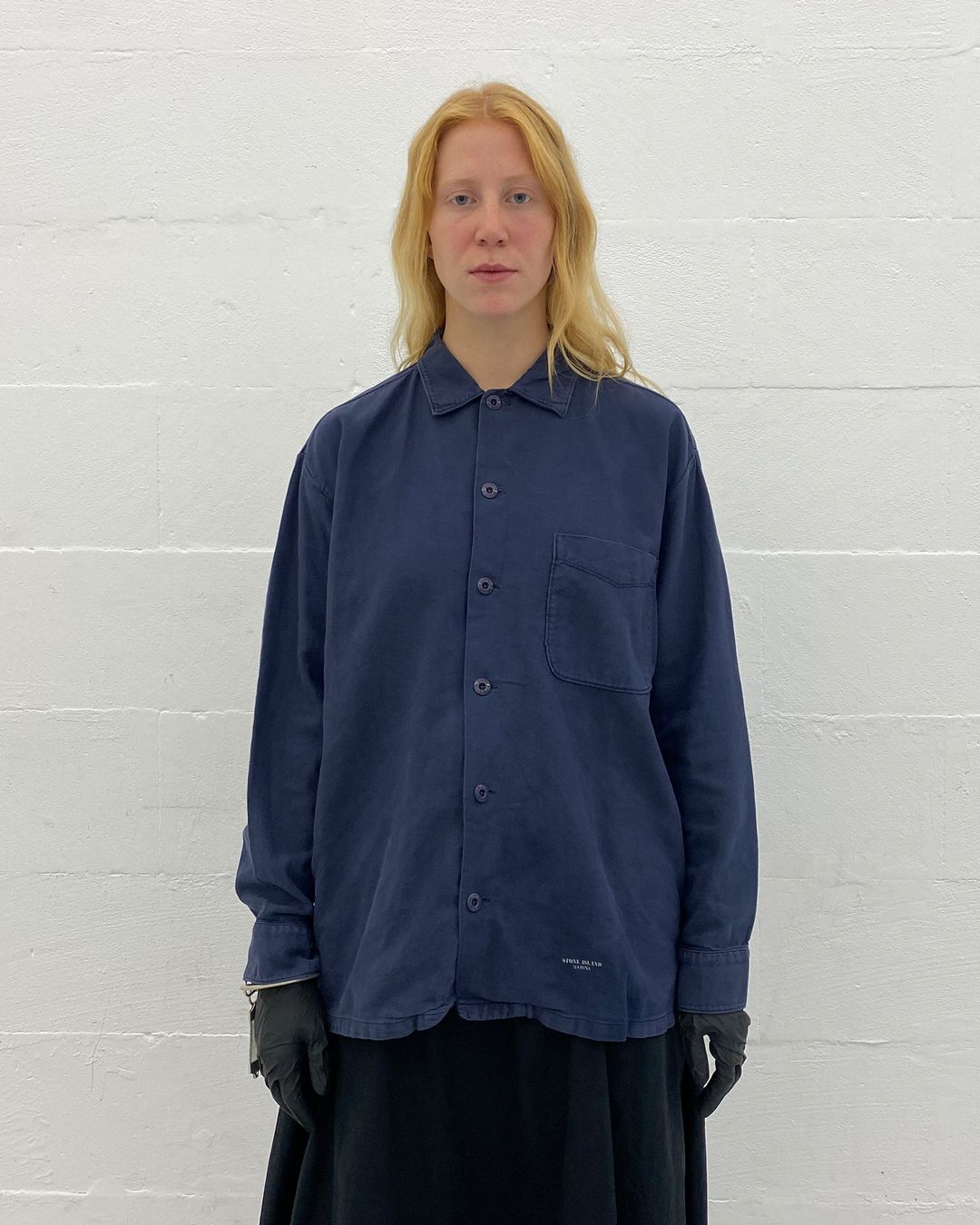 Stone Island Marina SS1995 Oversized Chest Pocket Shirt Navy by Stone Island Marina in size M from SHIRTS category