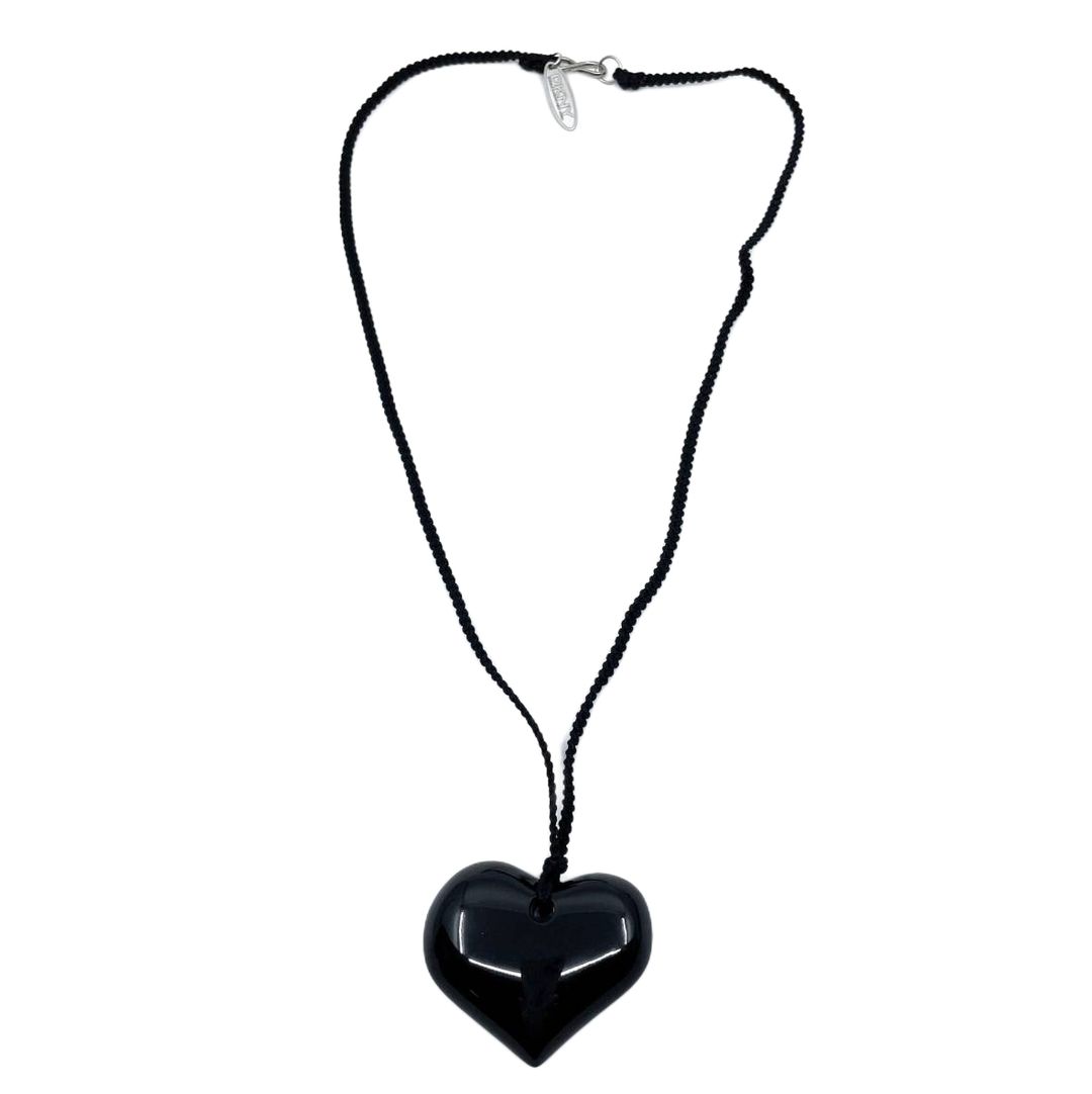 DKNY Donna Karan New York long necklace pendant in black with a heart motif by DKNY in size ONE SIZE from JEWELLERY & WATCHES category
