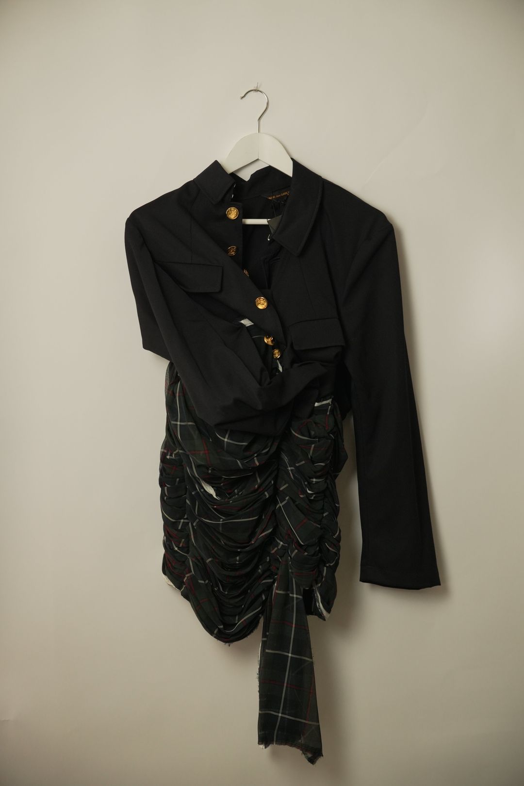 Comme des Garcons AW 2005 Blazer Tartan Ruched Dress by COMME DES GARÇONS in size S from DRESSES category