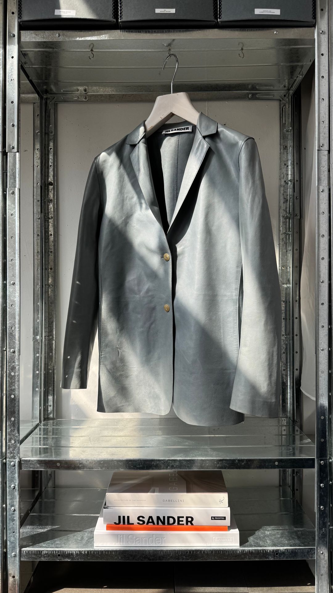 ICE BLUE LEATHER JACKET by JIL SANDER in size S from COATS & JACKETS category