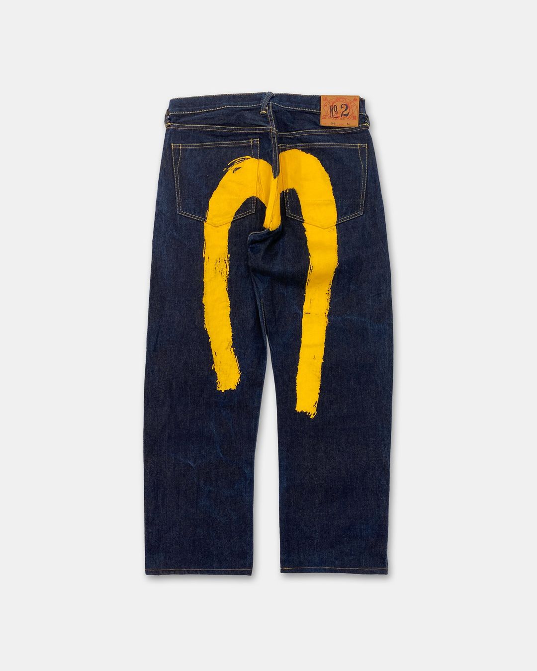 Evisu 1990s Big Yellow Logo Selvedge Denim Dark Blue by EVISU in size W34 from DENIM category