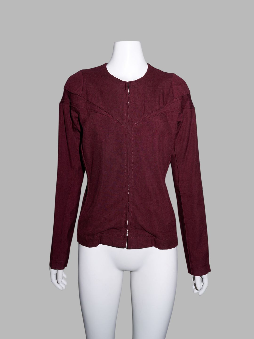 Junya Watanabe spring 1996 brown panelled rayon collarless jacket by JUNYA WATANABE in size ONE SIZE from COATS & JACKETS category