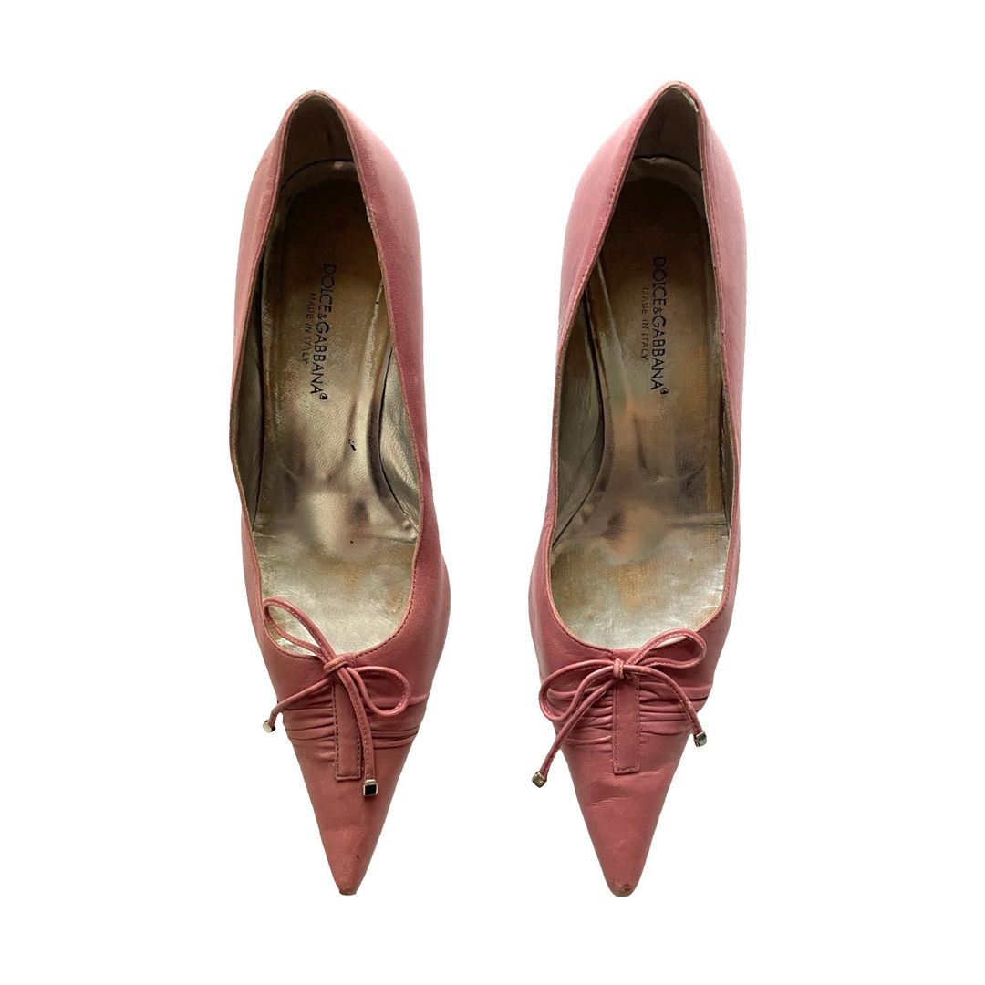 Dolce & Gabbana Y2K dusty pink leather kitten heel courts 38 by DOLCE & GABBANA in size IT 38 from SHOES category