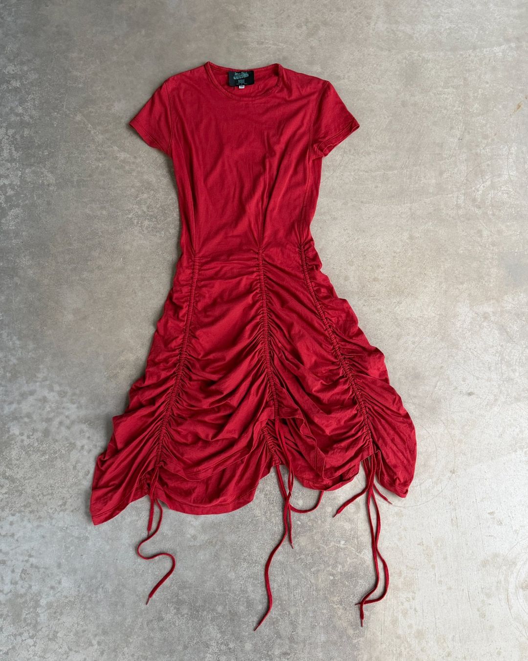 Jean Paul Gaultier Maille Ruched Red Dress – M/L by JEAN PAUL GAULTIER in size L from DRESSES category