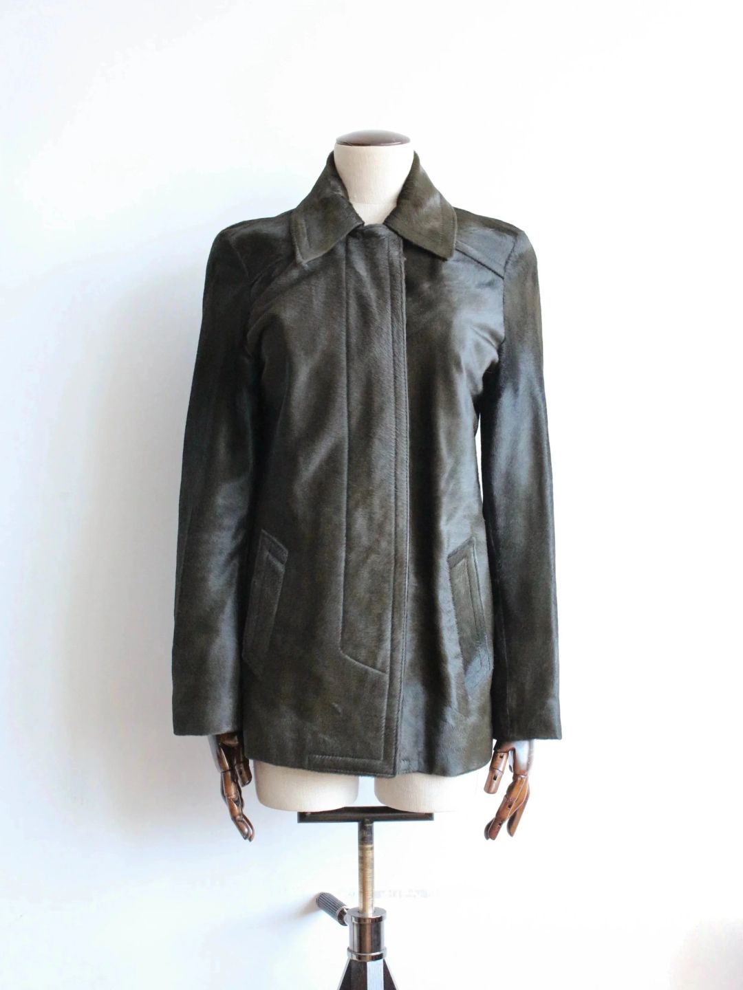 Gucci by Tom Ford A/W97 Dark Green Pony Hair Jacket by GUCCI in size IT 38 from COATS & JACKETS category